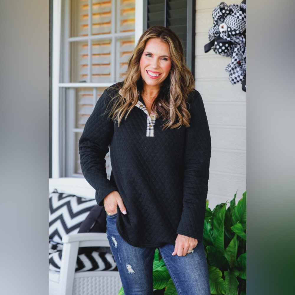 NWT Jess Lea The Landry Quilted Plaid Pullover oversized - Picture 2 of 6